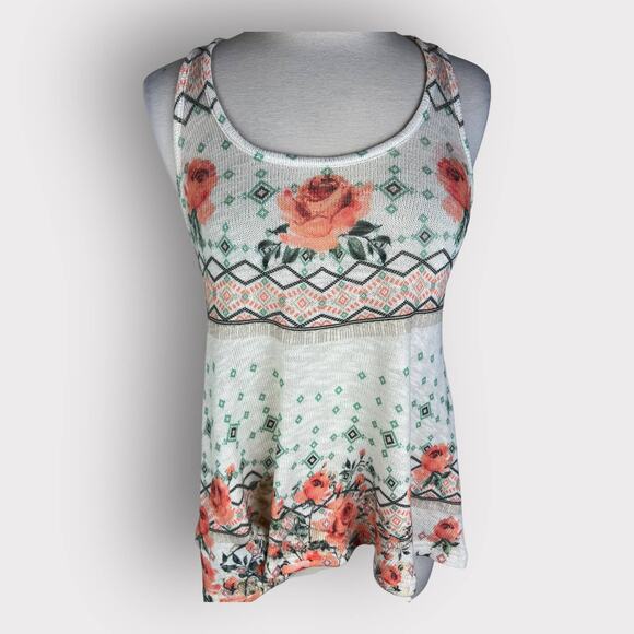 Gaze | Rose Print Knit Tank Top | Small - Picture 5 of 6